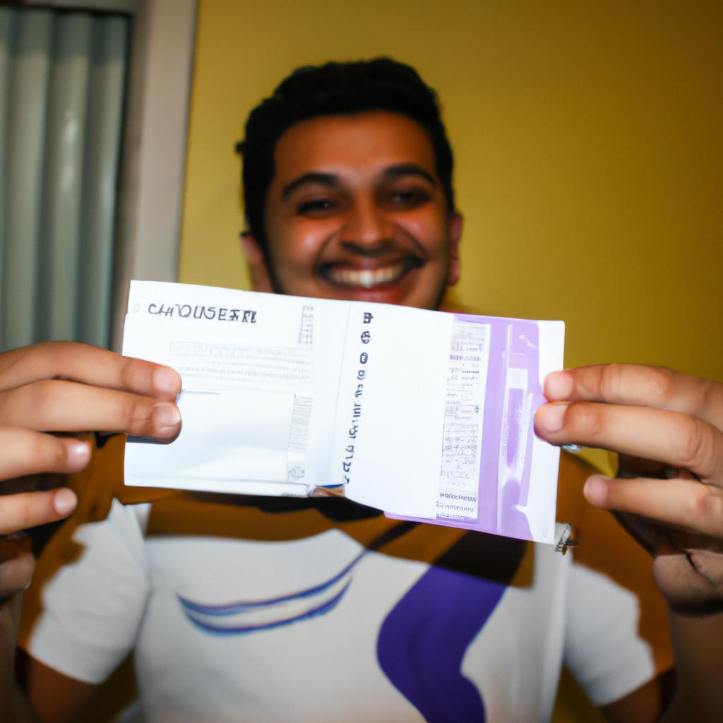 Person holding medical bill, smiling